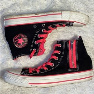 Rare Pink-Trimmed Black Zipper Converse